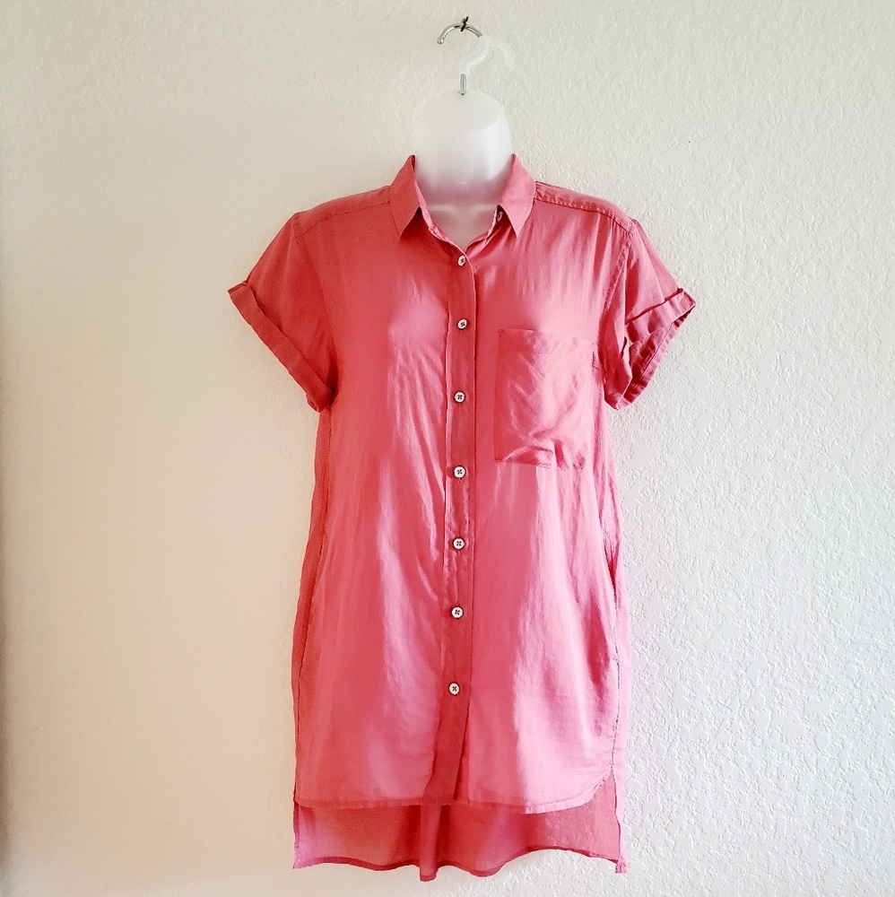 ❗SALE Rag & Bone Pink Button Up Short Sleeve Tunic